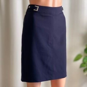 SCOFIELD Navy Blue Belted Pencil Mini Skirt Retro Minimalist 160/66A Size S